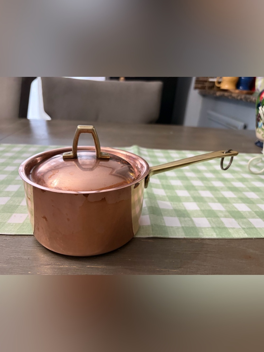 Vintage Paul Revere Copper Saucepan with Brass Handle and Lid - Copper Finish